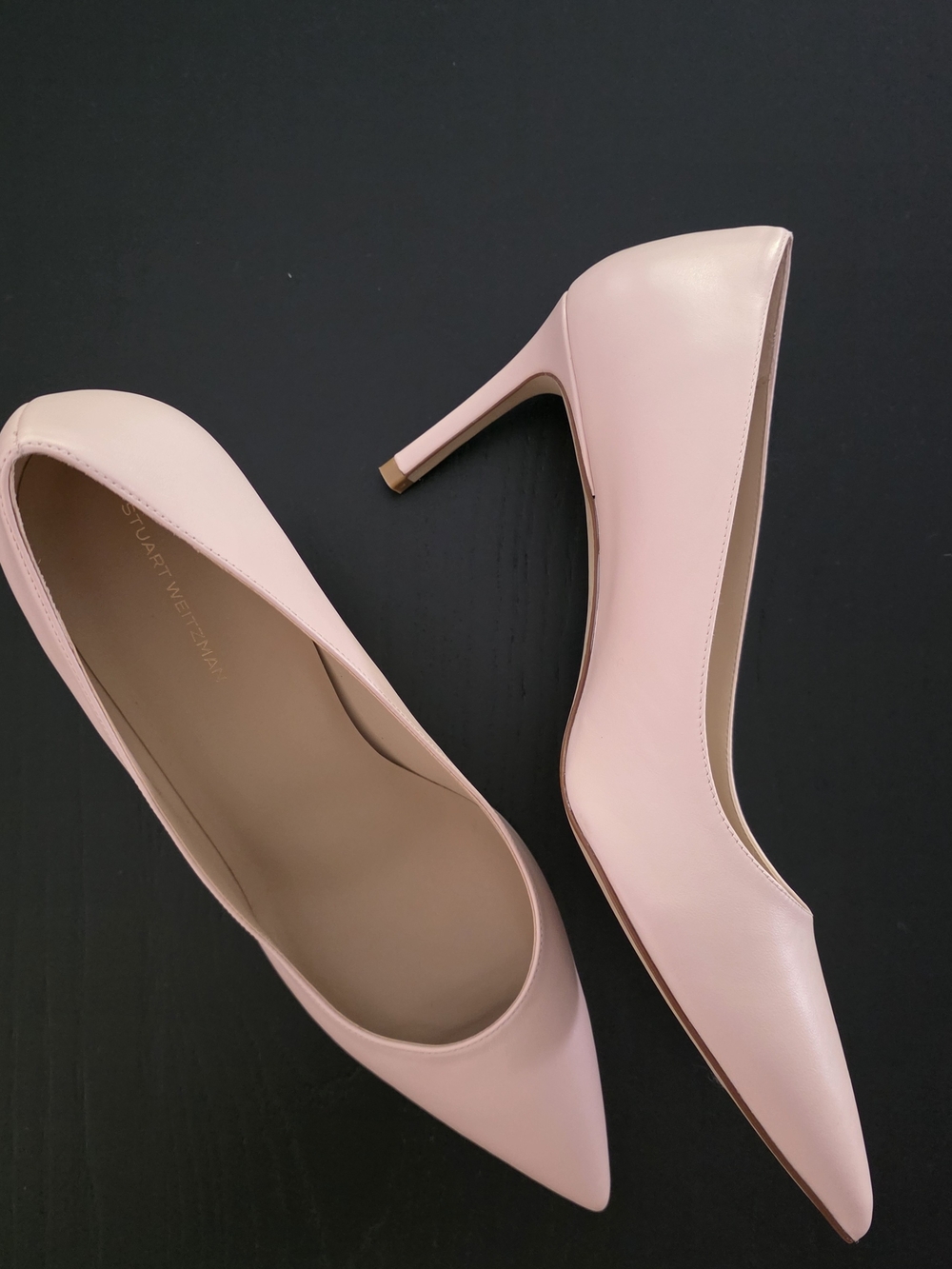 Stuart Weitzman Pink Pointed-Toe Leather Pumps